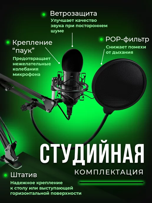 RITMIX микрофон для ПК с кронштейном конденсаторный, черный, фото 2