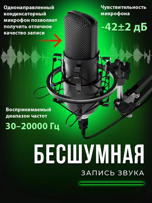 RITMIX микрофон для ПК с кронштейном конденсаторный, черный, фото 6