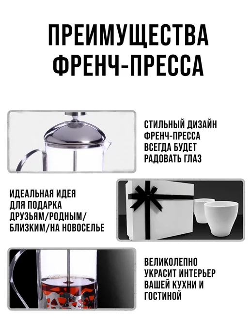 Френч пресс заварочный стеклянный 600 мл - фото 12