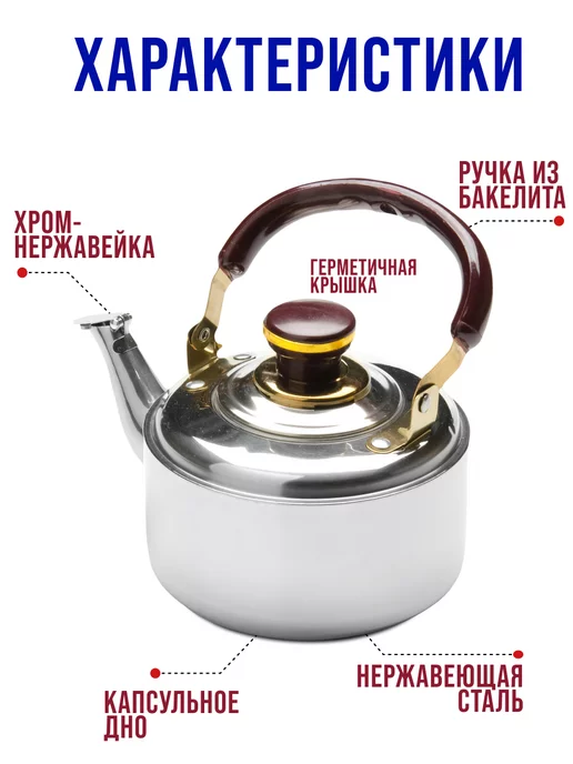 Чайник заварочный нержавеющая сталь с ситечком - фото 4