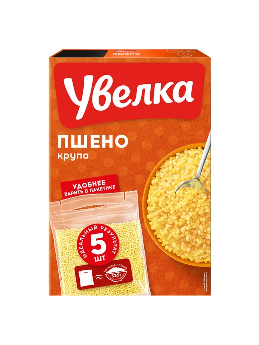 Увелка Крупа пшено шлифованное 5 пакетиков по 80 г, 80 г
