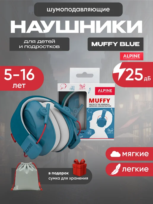 Alpine Hearing Protection Наушники для детей Muffy, голубой