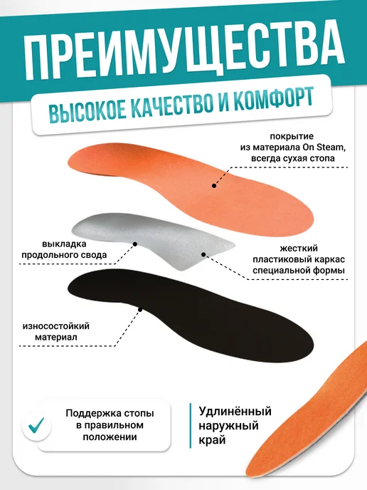 Trives Стельки ортопедические детские от косолапия и плоскостопия, оранжевый, фото 4