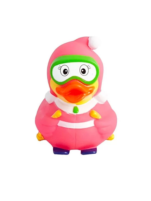 Funny Ducks Игрушка для ванной, сувенир Уточка лыжница в голубом, розовый, фото 2