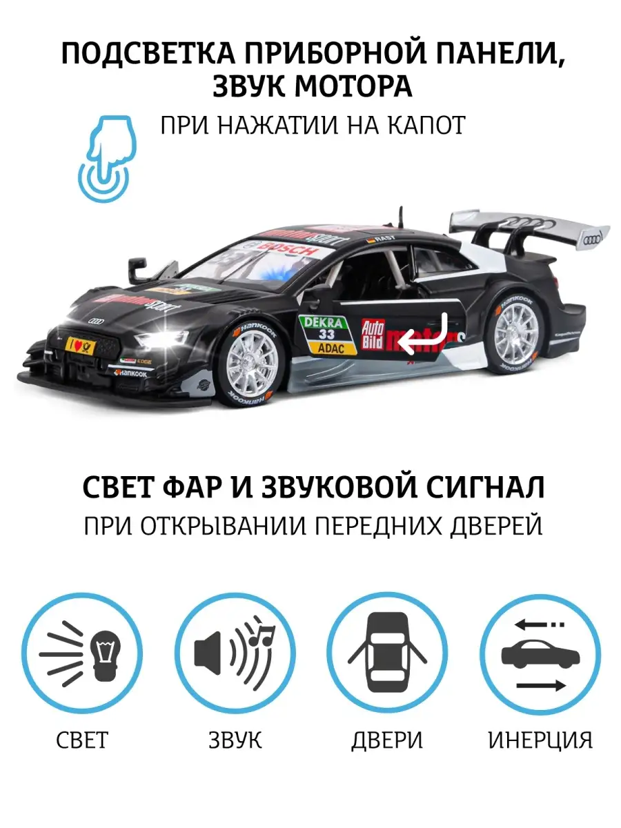 АВТОПАНОРАМА Машинка металлическая игрушка детская Audi RS 5 DTM