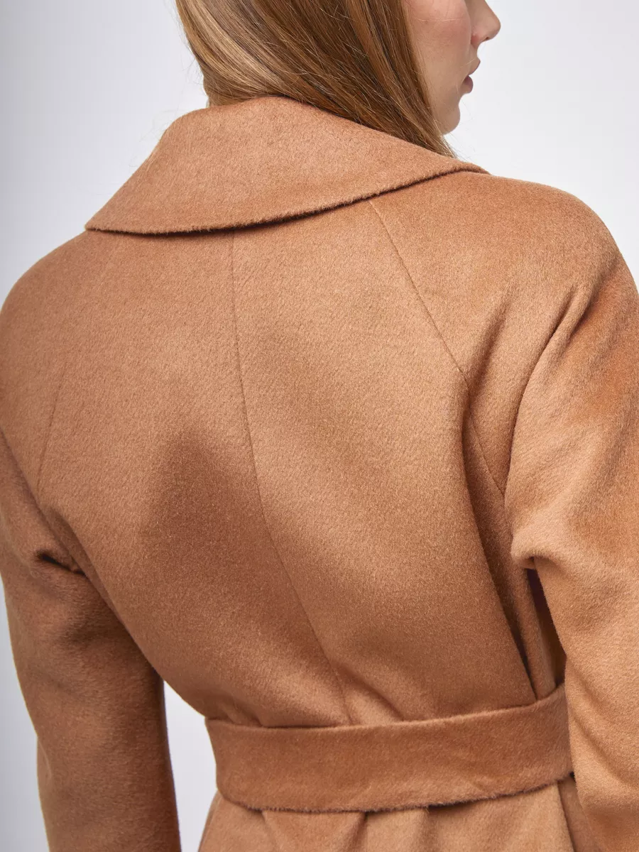 Mango tie waist shop coat in camel