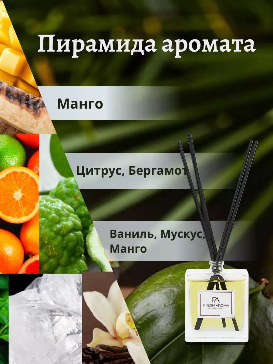 Аромадиффузор для дома Манго и бергамот 50 мл Fresh Aroma 15414769 купить  за 577 ₽ в интернет-магазине Wildberries