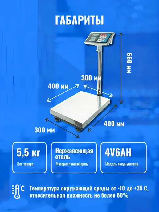 Foodatlas Напольные торговые весы 100кг 20гр ВТН-100, 100 кг, 20 г, фото 2