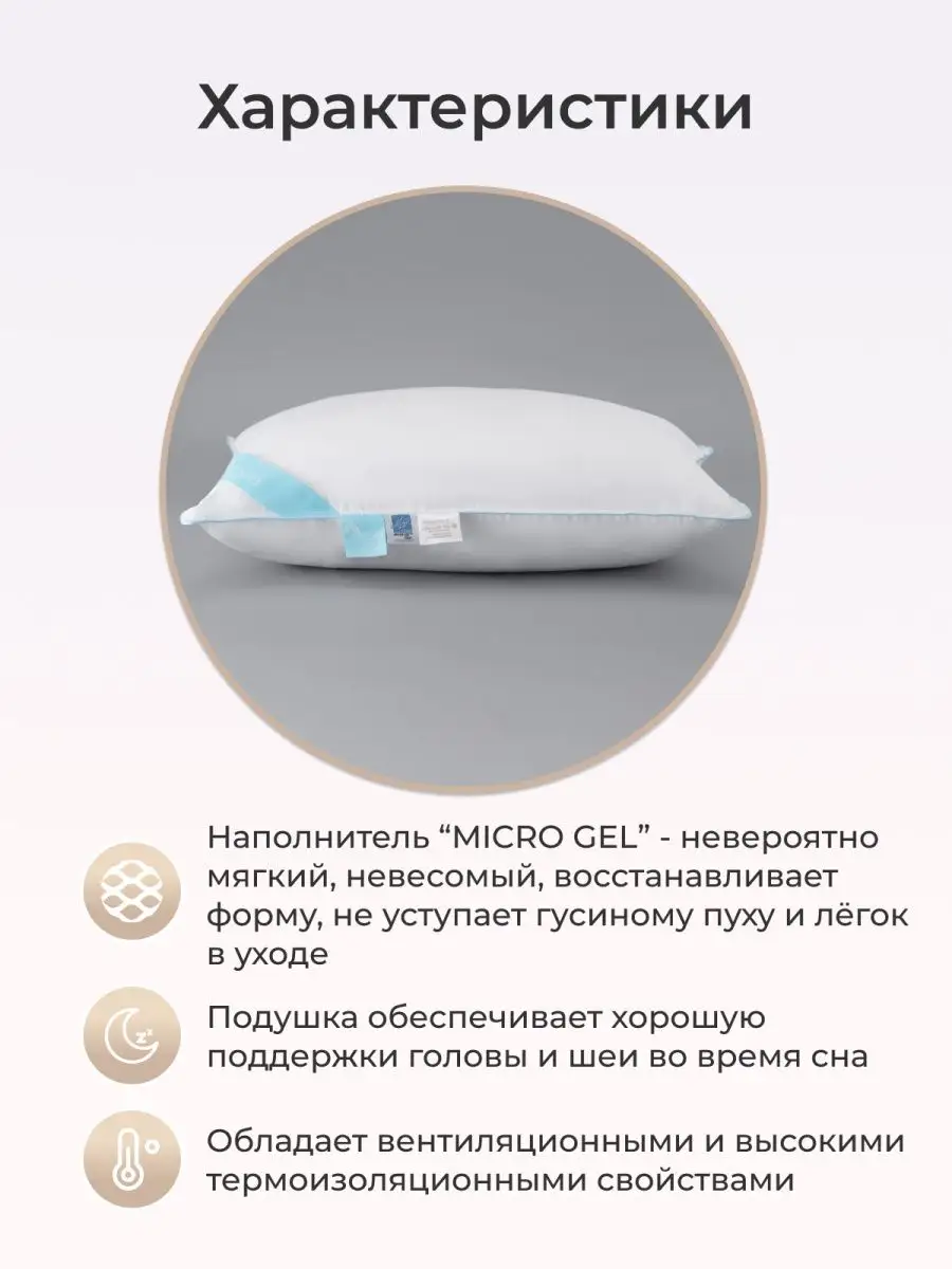 Подушка мягкая 50х70 для сна Micro Gel анатомическая Arya home collection  15443393 купить в интернет-магазине Wildberries