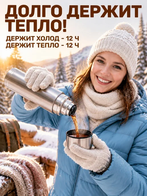 GT Термос для чая 0,5 литра, серый, фото 2