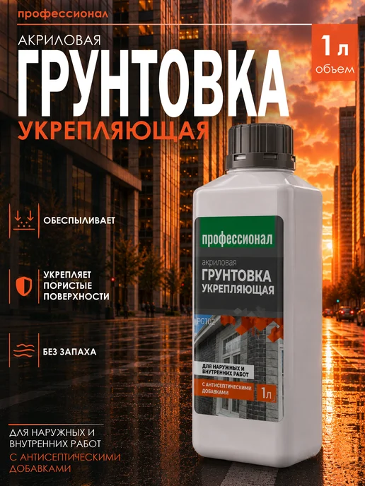 PROFESSIONAL Акриловая универсальная грунтовка для наружных работ, 1л, 1 л