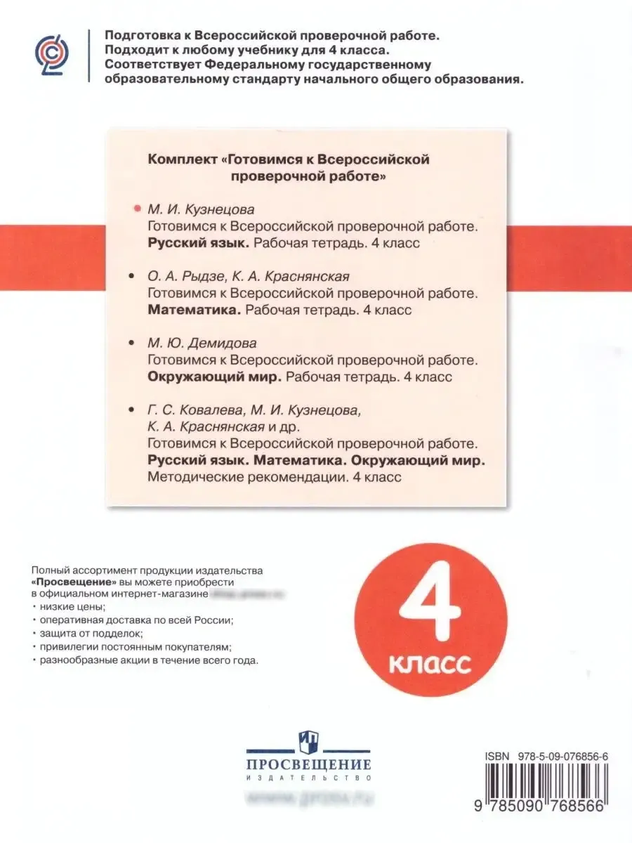 Готовимся к ВПР. Русский язык 4 класс. Рабочая тетрадь Просвещение 15468056  купить за 372 ₽ в интернет-магазине Wildberries