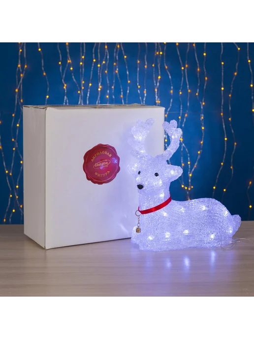 Luazon Lighting Новогодний олень под елку светящийся, белый, фото 7