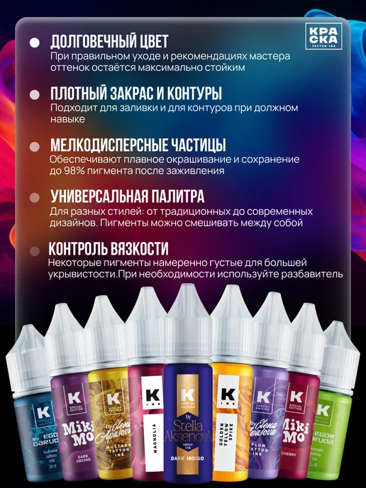 Краска tattoo ink Краска для тату Красная Калина 15мл, 15 мл, фото 3