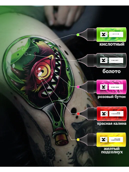 Краска tattoo ink Краска для тату 15 мл Розовый бутон, 15 мл, фото 6