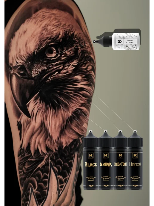 Краска tattoo ink Краска для тату 50 мл Малевич черный, 15 мл, фото 6
