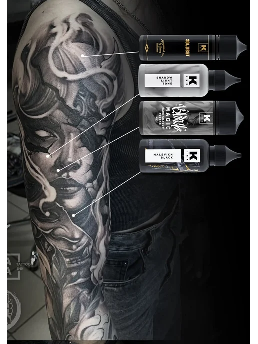 Краска tattoo ink Краска для тату 50 мл Малевич черный, 50 мл, фото 7