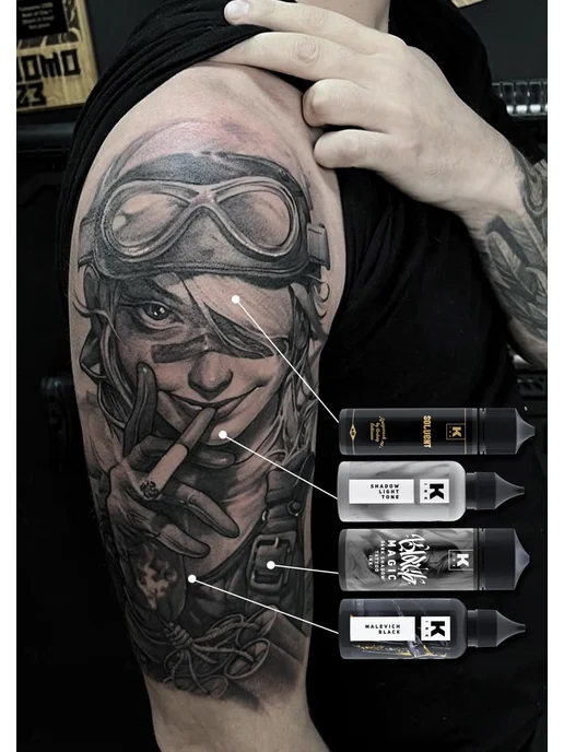 Краска tattoo ink Краска для тату 50 мл Малевич черный, 50 мл, фото 8