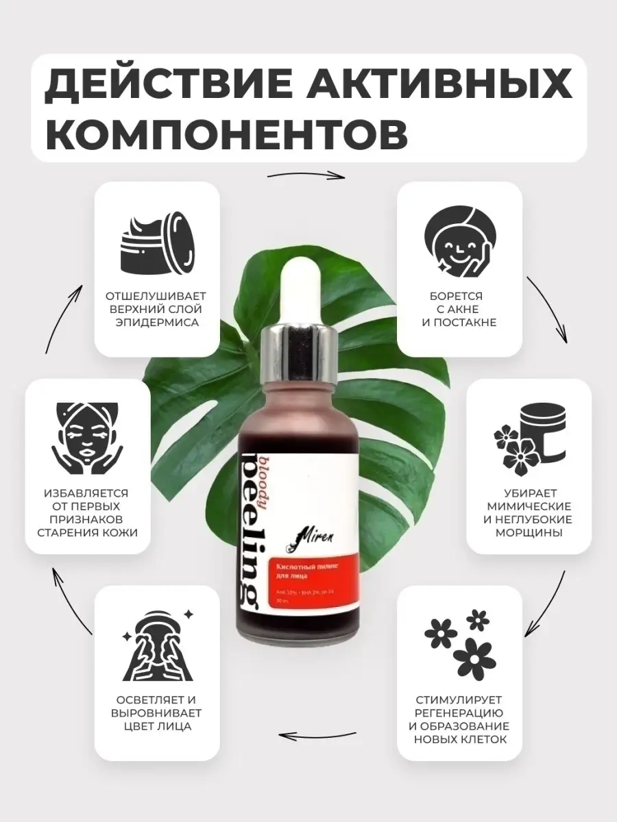 Пилинг для лица кислотный кровавый Miren 15491388 купить в  интернет-магазине Wildberries