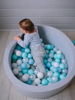 Сухой бассейн 85х30 см + 150 шаров + мешок для хранения Boobo.kids. Цвет серый меланж. Вид 2.