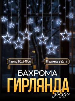 Гирлянда бахрома новогодняя 2.4 метра Luazon Lighting 15508387 купить за 994 ₽ в интернет-магазине Wildberries