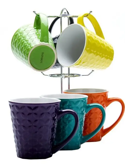 Набор кружек 6 шт 350 мл на подставке - фото 6