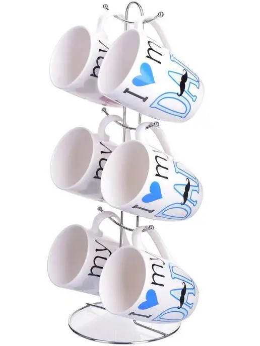 Набор кружек 6 шт на подставке - фото 1