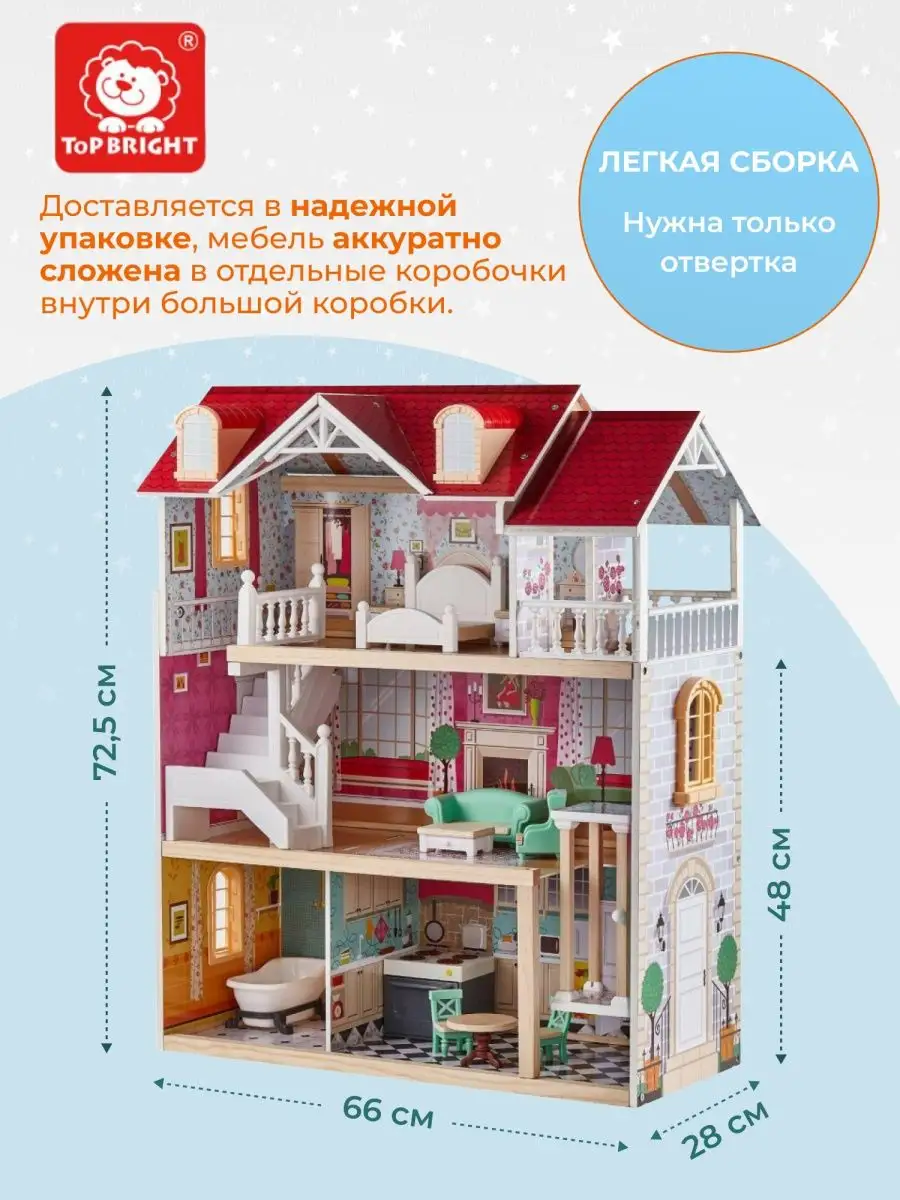 Кукольный домик с мебелью для девочек по цена - недорого купить, детские дома для кукол.