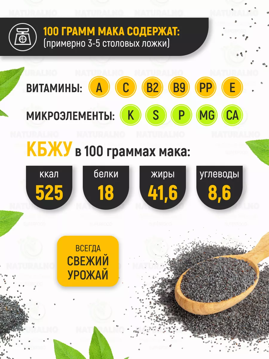 Мак пищевой кондитерский 1 кг NATURALNO 15529513 купить в интернет-магазине  Wildberries