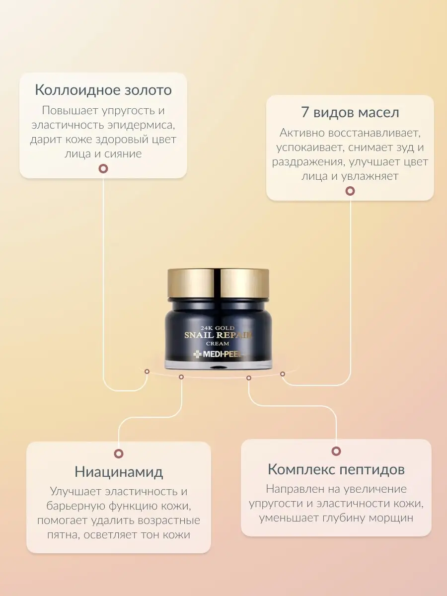 Крем для лица омолаживающий Gold Snail Repair Cream MEDI-PEEL 15545772  купить за 3 232 ₽ в интернет-магазине Wildberries