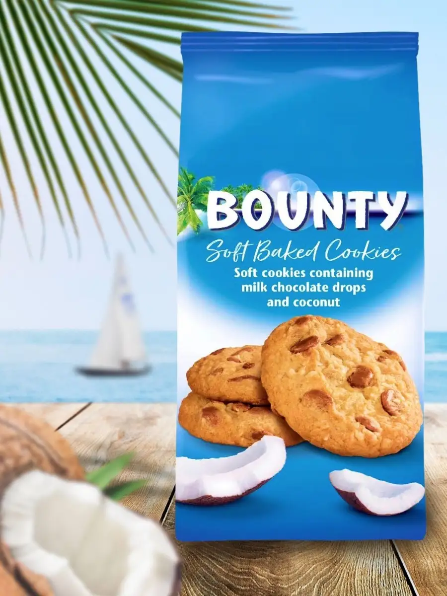 Печенье Баунти Bounty/Кокосовое/Bounty Soft Baked Cookies 180 г/детское  Bounty 15580932 купить в интернет-магазине Wildberries