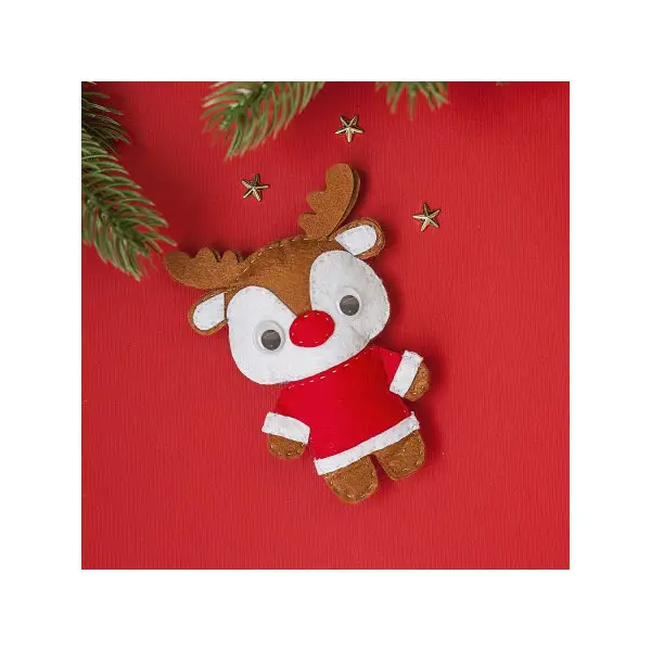 Новогодняя игрушка, магнит из фетра "Олень"