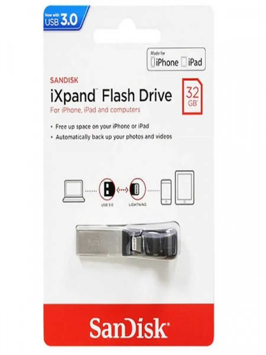 USB Флешка для iPhone 32Gb Sandisk iXpand Mini Flash Drive Sandisk.  15622566 купить в интернет-магазине Wildberries