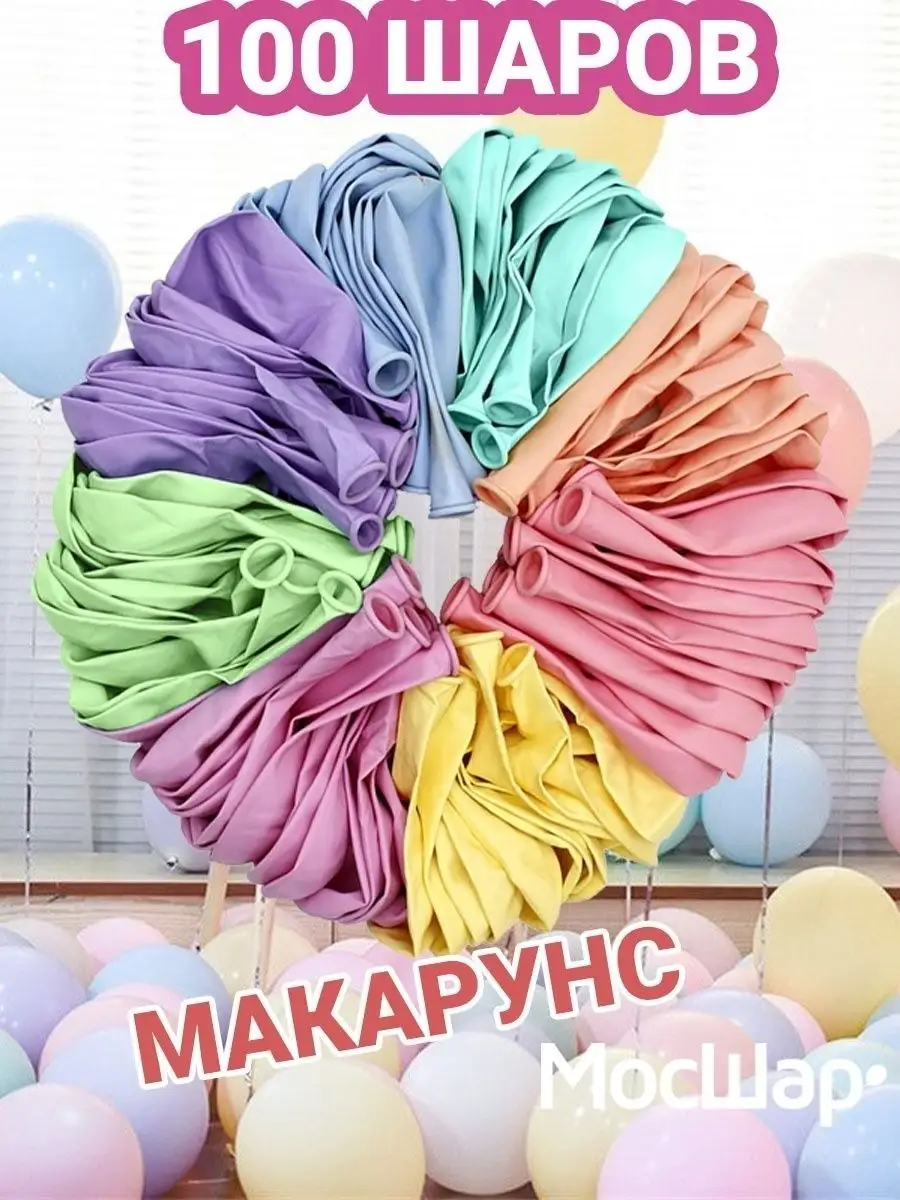 Воздушные шары на день рождения макарунс фотозона - 100шт