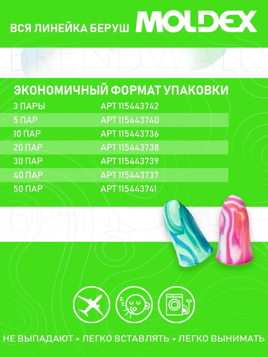 Беруши для сна с фирменным кейсом, 5 пар Moldex 15644425 купить за 290 ₽ в  интернет-магазине Wildberries