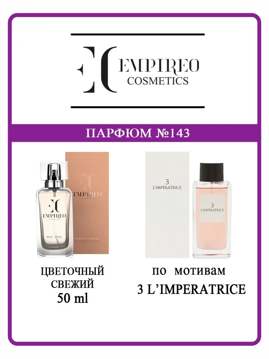 Духи женские Empireo Cosmetics №143 аромат "3 L'Imperatrice" Empireo Cosmetics.