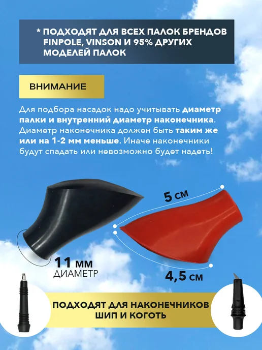 Finpole Наконечники для скандинавских палок PAD PREMIUM, 2 шт, 4 шт, фото 3