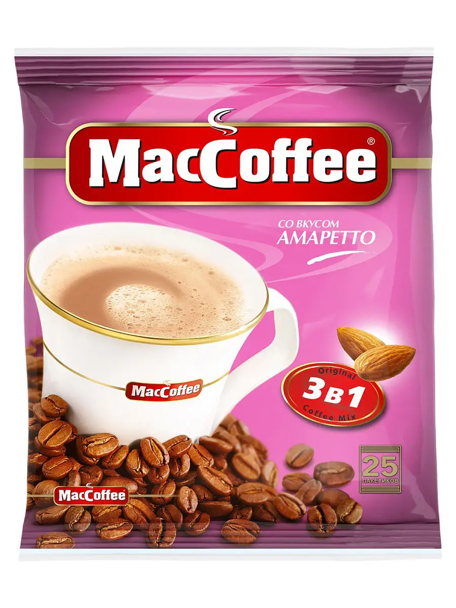 Напиток кофейный 3 в 1 MacCoffee Амаретто 25 штук по 18 г MacCoffee  15662065 купить в интернет-магазине Wildberries