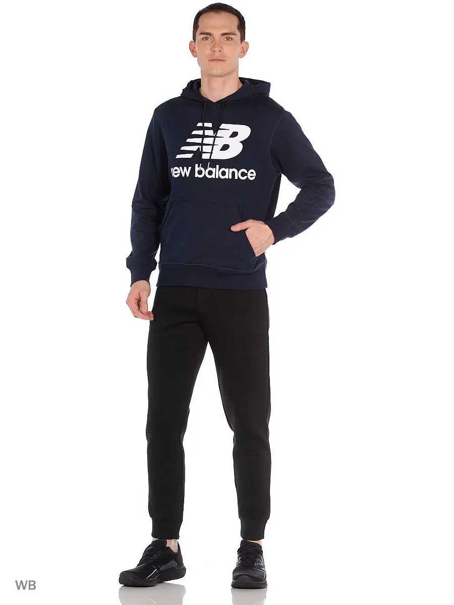 New balance essentials stacked logo po hoodie sale