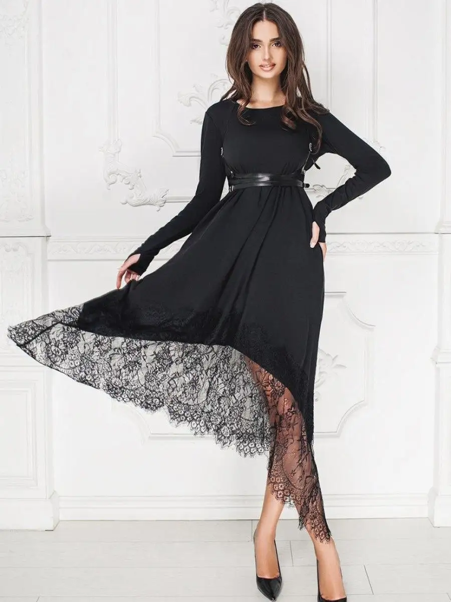 Купить женские короткие черные платья с кружевом в интернет магазине aikimaster.ru | Страница 14