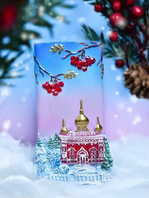 Home Dekor свеча новогодняя интерьерная, голубой, фото 4