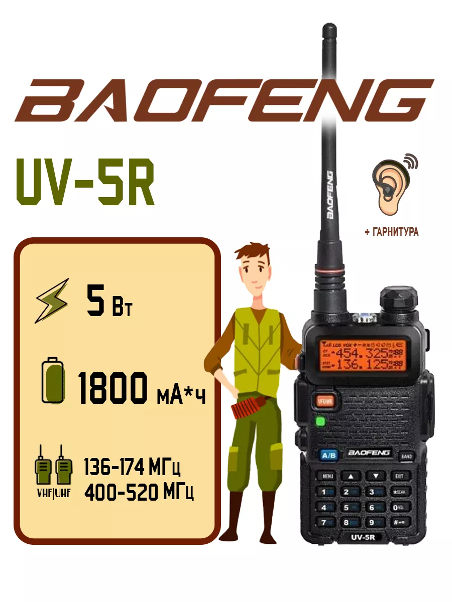 Портативная рация Баофенг UV-5R BAOFENG 15686557 купить за 1 750 ₽ в  интернет-магазине Wildberries