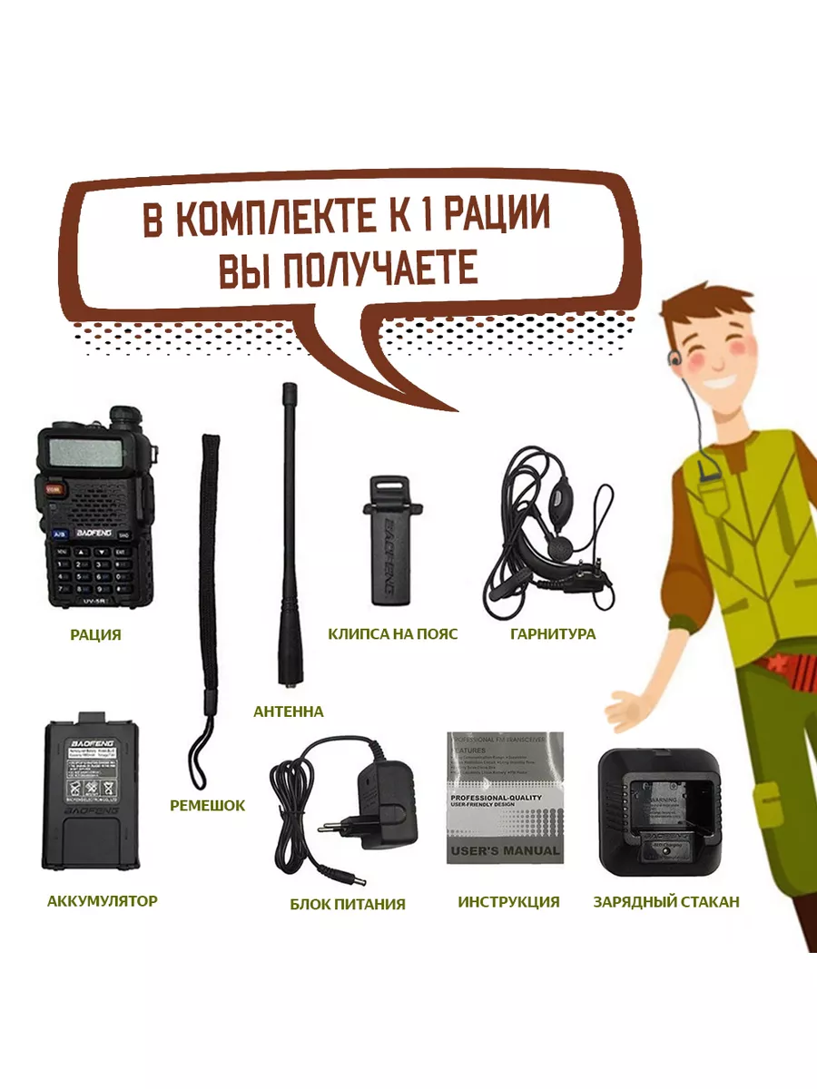 Рация BaoFeng UV-5R 8 Вт (3 режима) / Портативные рации