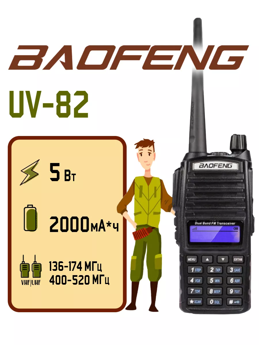 Радиостанция Баофенг UV-82 BAOFENG 15686560 купить за 2 093 ₽ в  интернет-магазине Wildberries