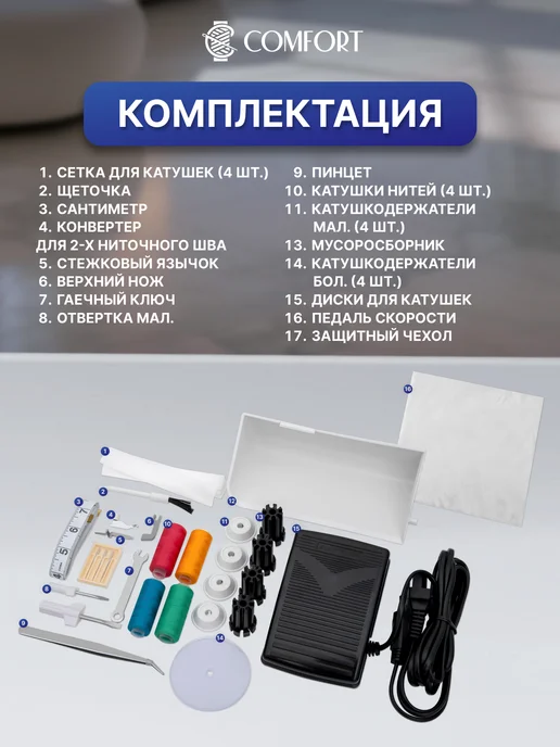Швейная Техника Comfort Оверлок Comfort 110 для дома, белый, фото 2