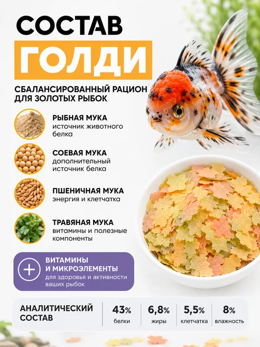 AQUAMENU Корм для золотых рыбок Голди хлопья 600 мл 110 г, 600 мл, 110 г, фото 4