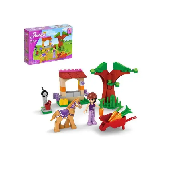 Конструктор детский развивающий блочный "Мини-конюшня" ,79 деталей