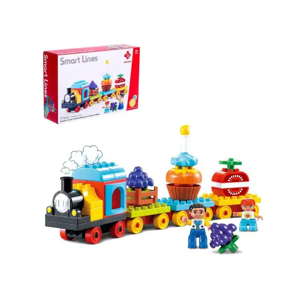 Конструктор Сказочный поезд 55 деталей, Блочные конструкторы