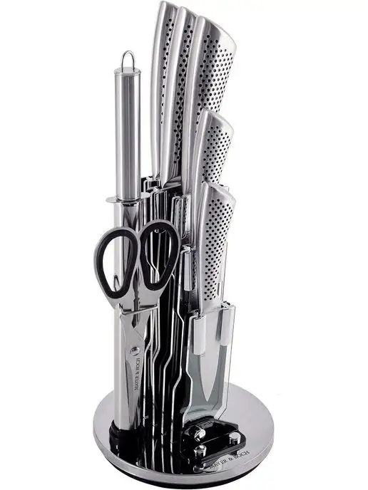 Ножи кухонные набор на подставке с ножницами острые - фото 3