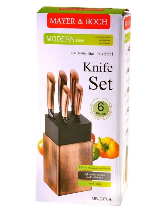 Ножи кухонные набор на подставке из нержавеющей стали - фото 17